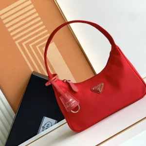 Prada Red Nylon Hobo Shoulder Bag image 1