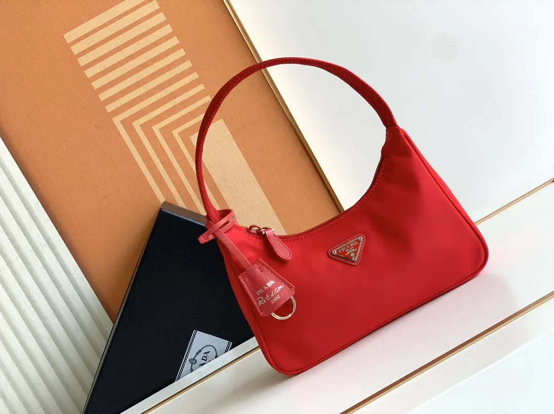 Prada Red Nylon Hobo Shoulder Bag image 1