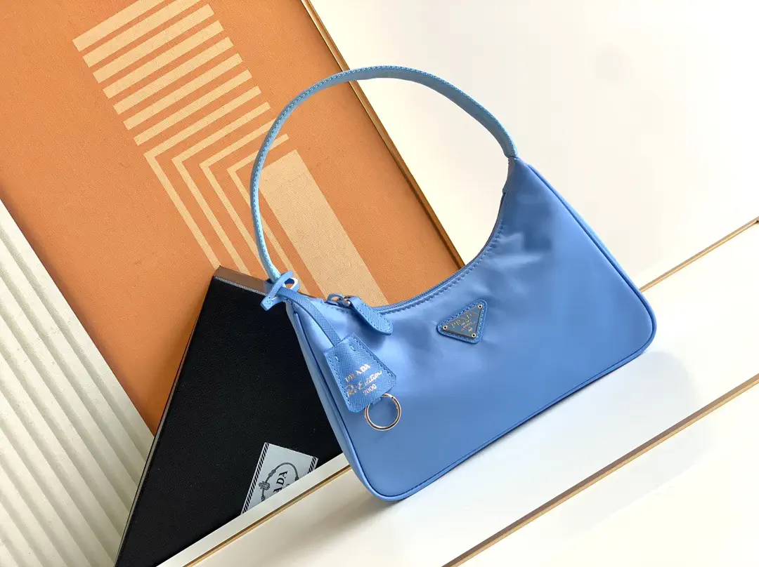 Prada Light Blue Nylon Hobo Shoulder Bag image 1