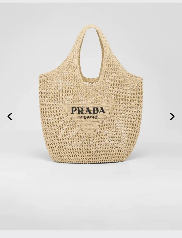 Prada Raffia Tote Bag with Embroidered Logo image 1