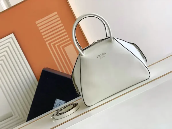 Prada White Leather Top Handle Bag image 1