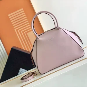 Prada Light Pink Leather Top Handle Bag image 1