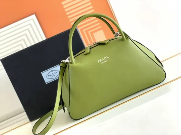 Prada Olive Green Top Handle Bag with Detachable Shoulder Strap image 1