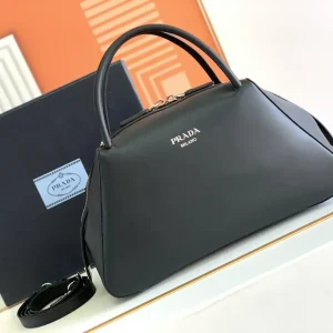 Prada Black Leather Top Handle Bag image 1