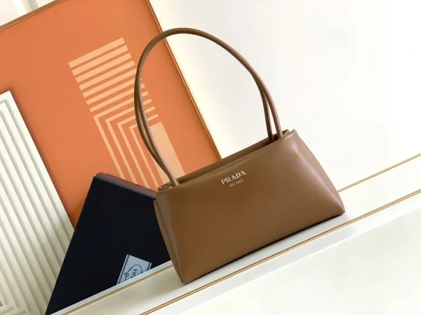 Prada Brown Leather Shoulder Bag image 1