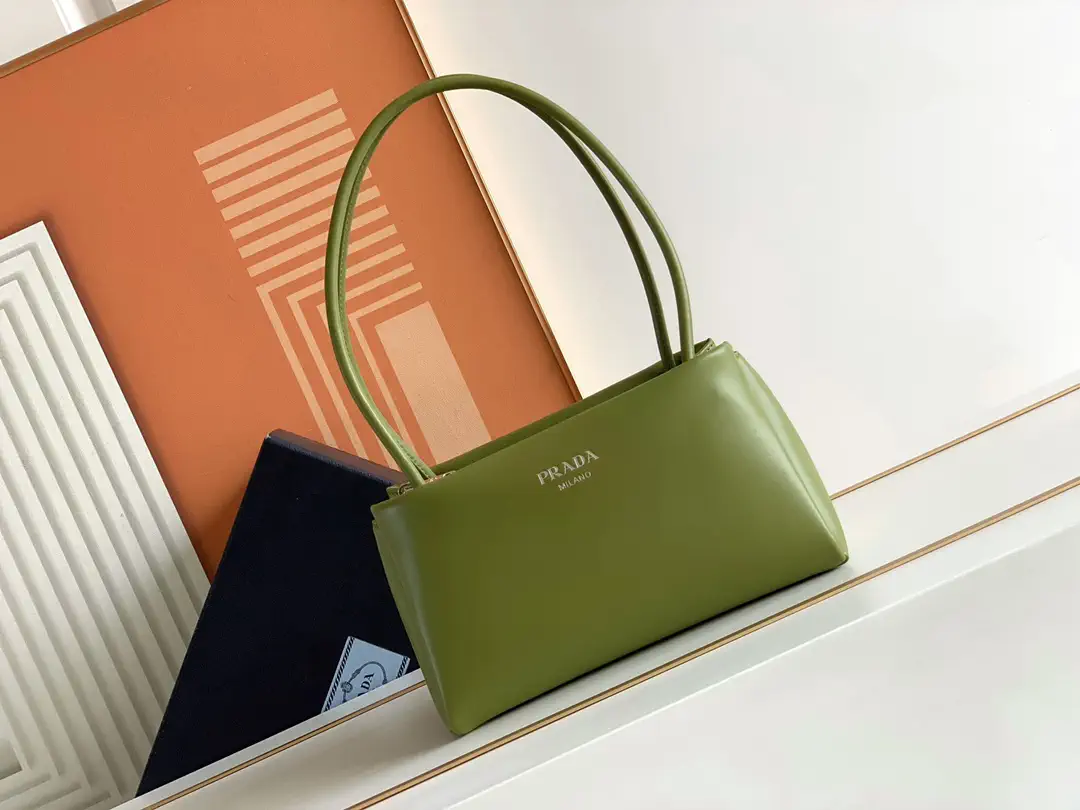 Prada Olive Green Leather Shoulder Bag image 1