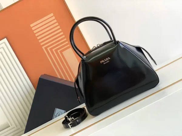 Prada Black Top Handle Bag with Detachable Strap image 1
