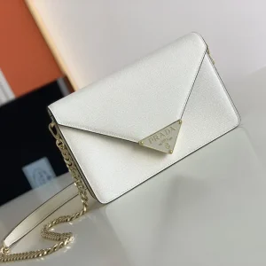 Prada White Saffiano Leather Envelope Crossbody Bag image 1