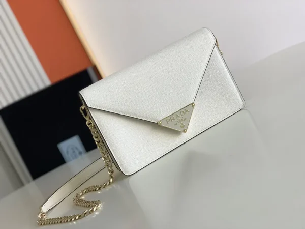Prada White Saffiano Leather Envelope Crossbody Bag image 1