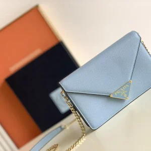 Prada Light Blue Saffiano Leather Envelope Crossbody Bag image 1