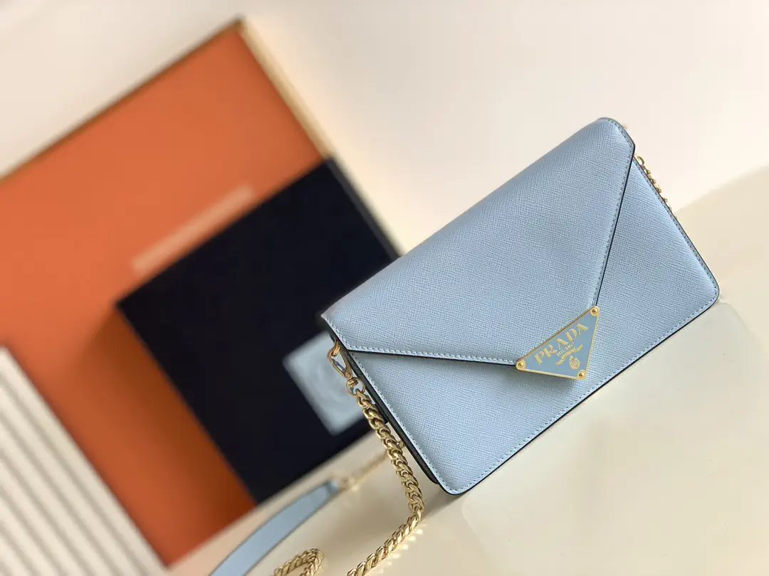 Prada Light Blue Saffiano Leather Envelope Crossbody Bag image 1