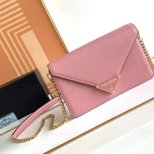 Prada Pink Saffiano Leather Envelope Flap Shoulder Bag image 1