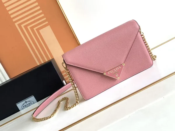Prada Pink Saffiano Leather Envelope Flap Shoulder Bag image 1