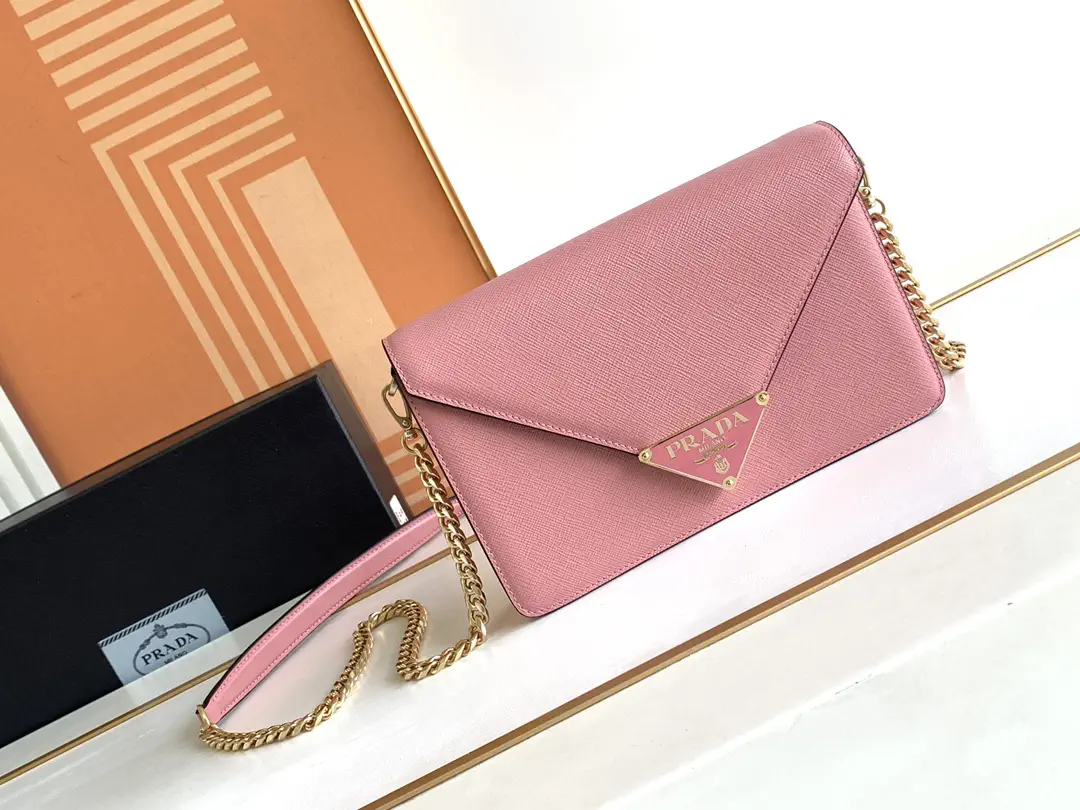 Prada Pink Saffiano Leather Envelope Flap Shoulder Bag image 1
