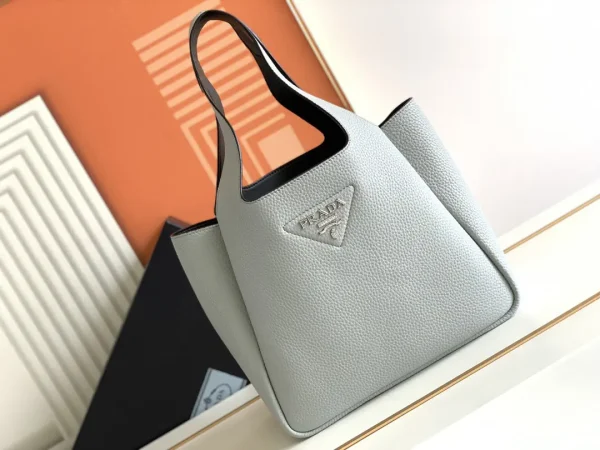 Prada Light Gray Leather Bucket Bag image 1