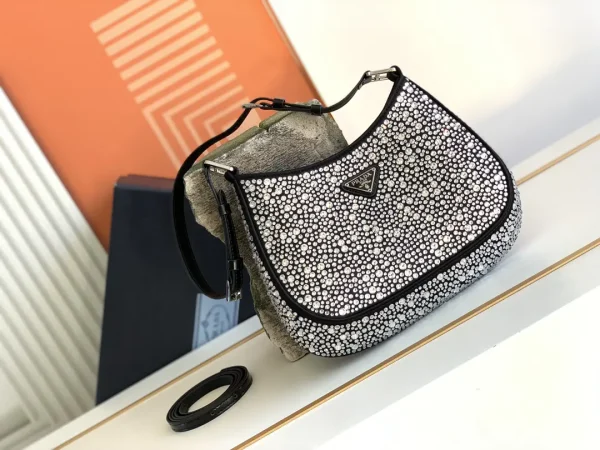 Prada Crystal-Embellished Satin Shoulder Bag image 1