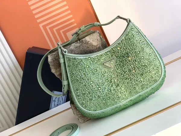 Prada Crystal-Embellished Satin Shoulder Bag image 1