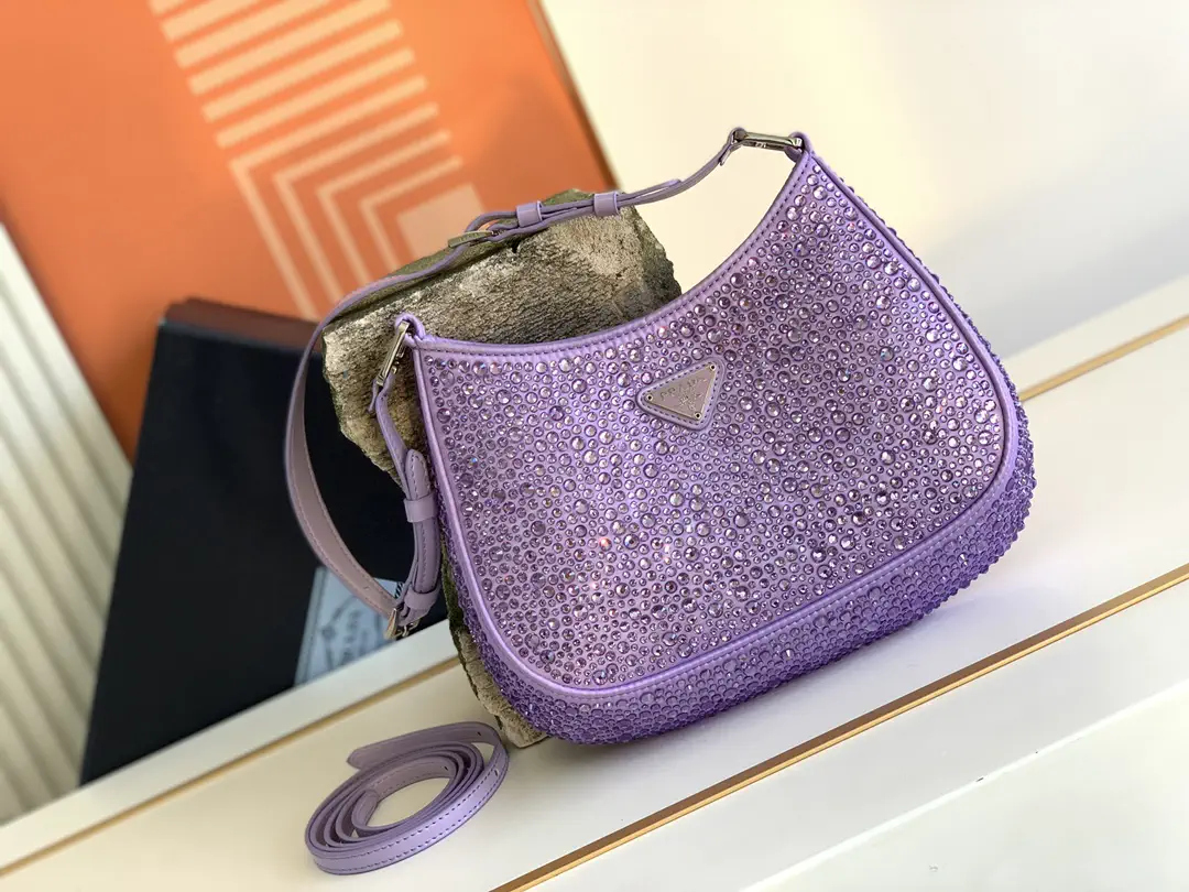 Prada Crystal-Embellished Satin Shoulder Bag image 1