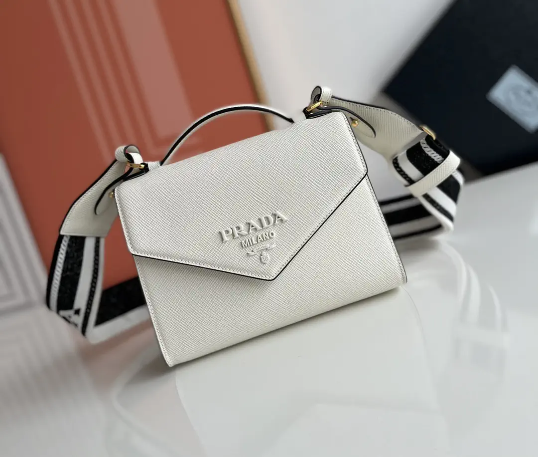 Prada White Saffiano Leather Crossbody Bag image 1