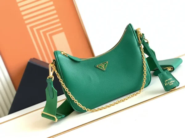 Prada Green Hobo Shoulder Bag with Detachable Pouch image 1