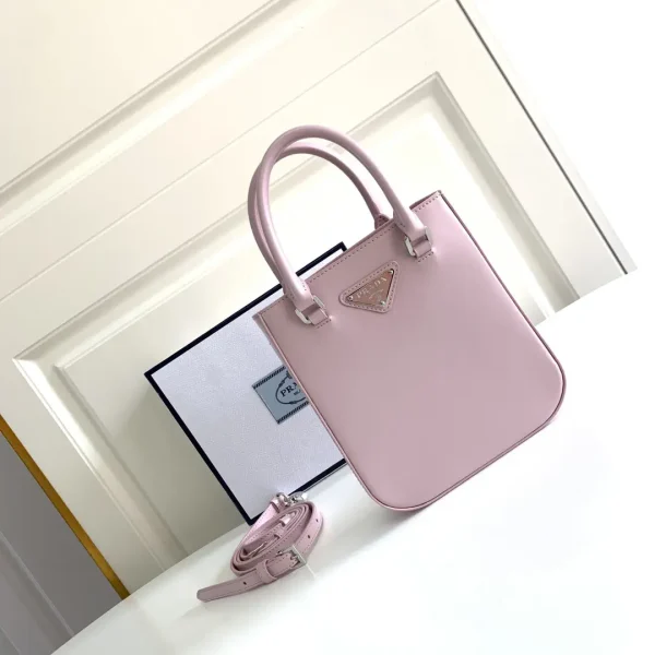 Prada Small Glossy Leather Tote Bag image 1