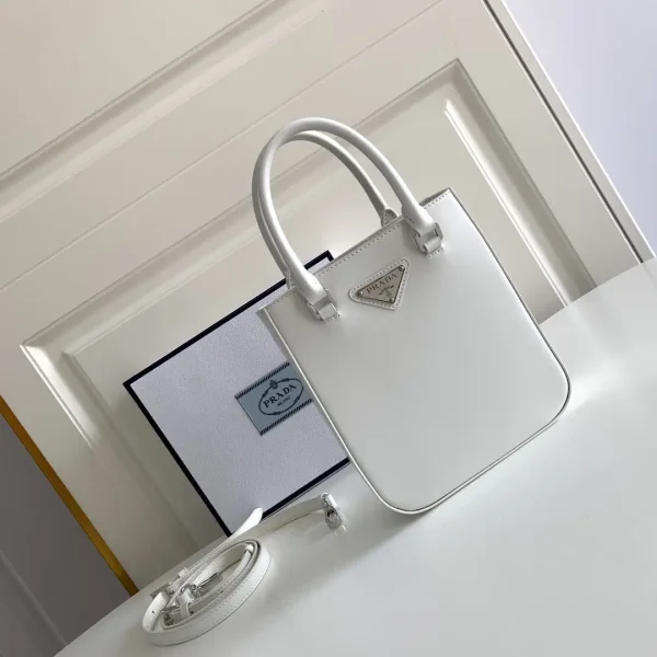 Prada White Small Tote Bag with Detachable Strap image 1