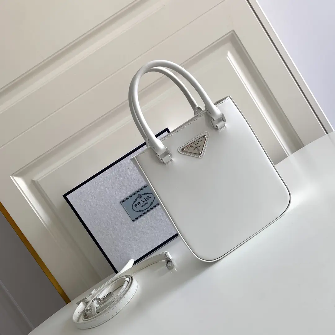 Prada White Small Tote Bag with Detachable Strap image 1