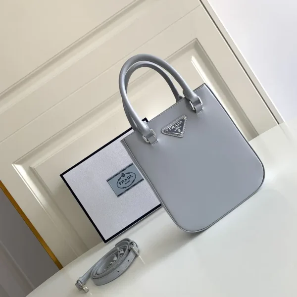 Prada Small Glossy Leather Tote Bag image 1