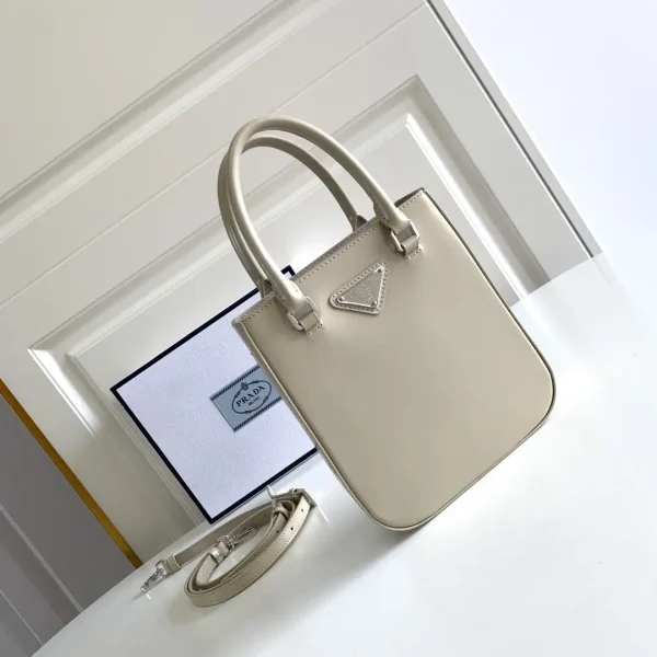 Prada Small Glossy Leather Tote Bag image 1