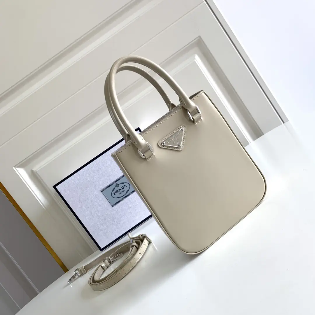 Prada Small Glossy Leather Tote Bag image 1