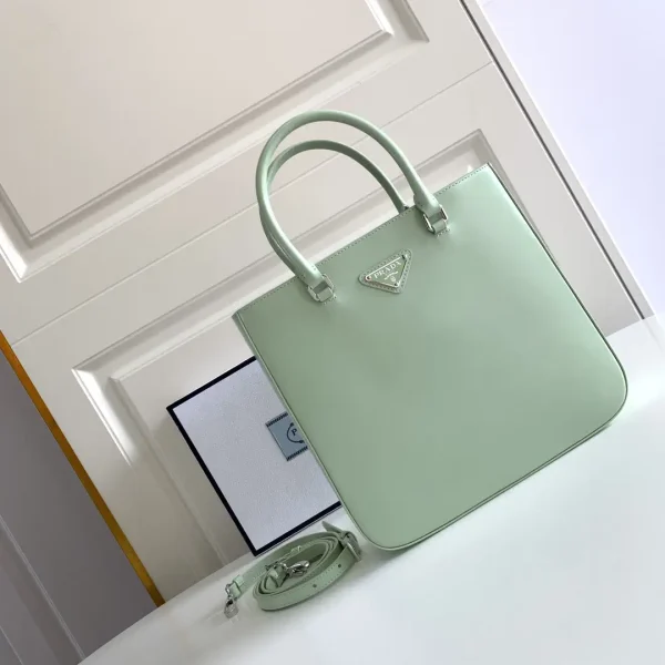 Prada Mint Green Leather Tote Bag image 1