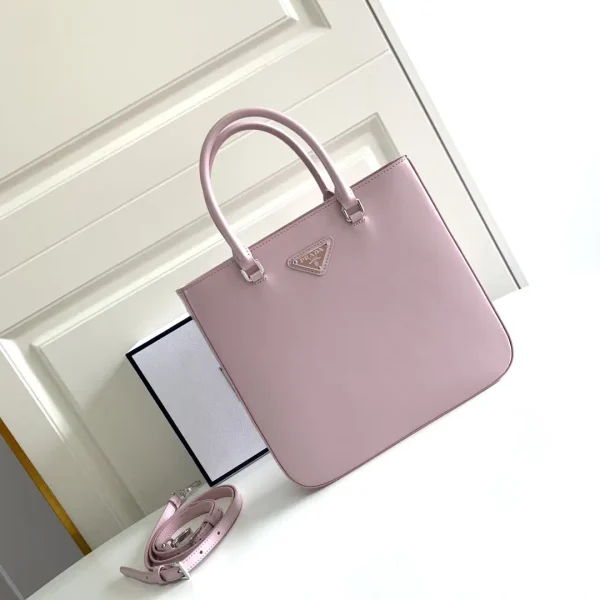 Prada Light Pink Glossy Leather Tote Bag image 1