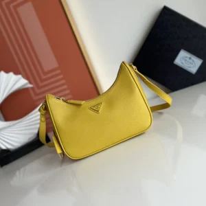 Prada Yellow Saffiano Leather Hobo Shoulder Bag image 1