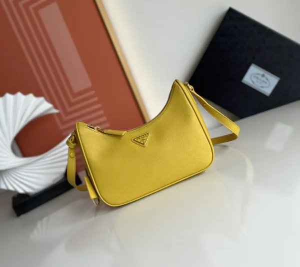 Prada Yellow Saffiano Leather Hobo Shoulder Bag image 1