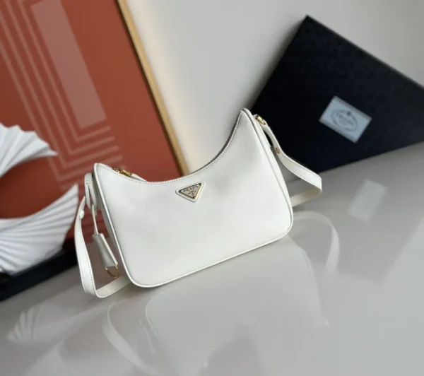 Prada White Saffiano Leather Hobo Shoulder Bag image 1