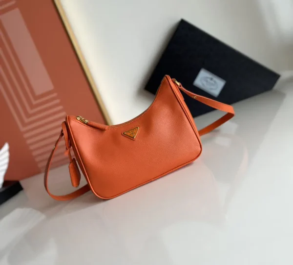 Prada Orange Saffiano Leather Hobo Shoulder Bag image 1