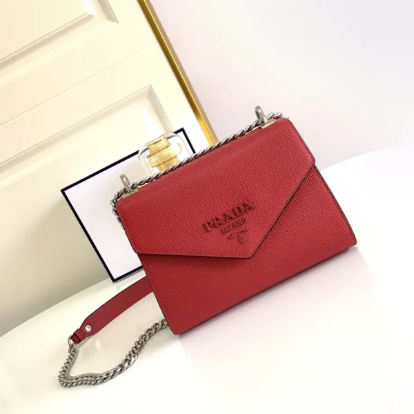 Prada Red Saffiano Leather Envelope Shoulder Bag image 1