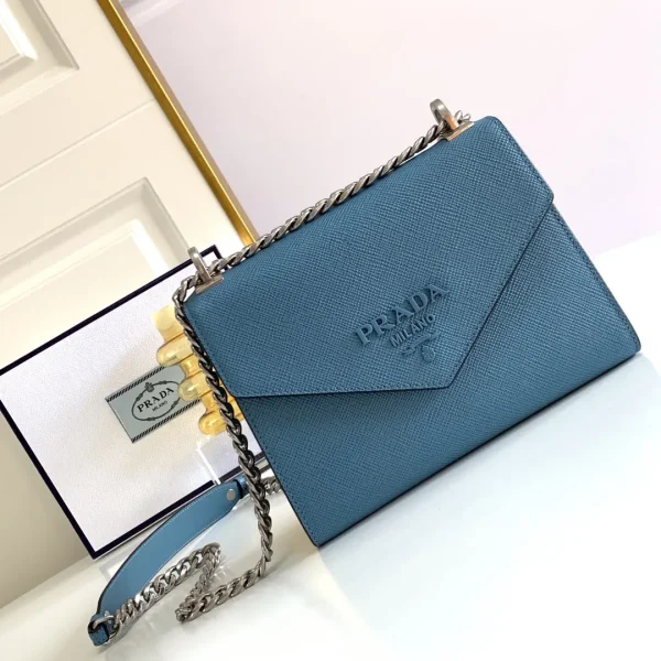 Prada Blue Saffiano Leather Envelope Shoulder Bag image 1