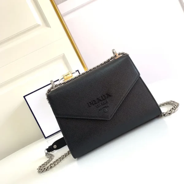 Prada Black Saffiano Leather Envelope Shoulder Bag image 1