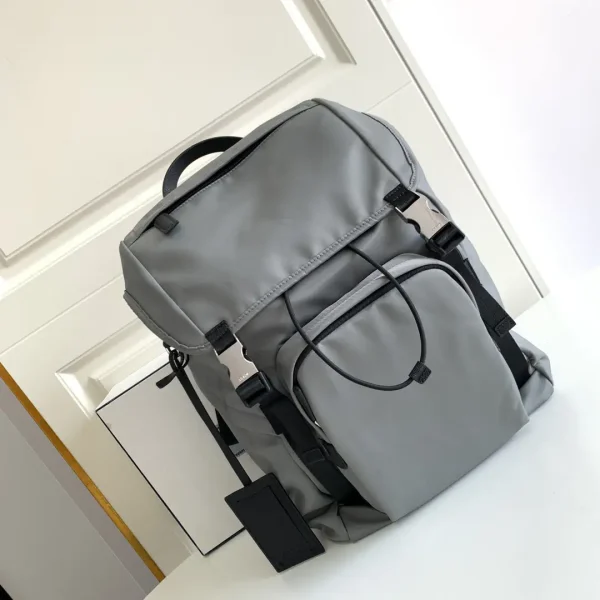 Prada Gray Nylon Backpack with Saffiano Leather Trim image 1