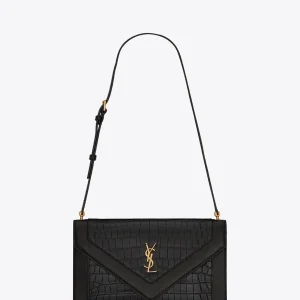 Black Croc-Embossed Shoulder Bag image 1