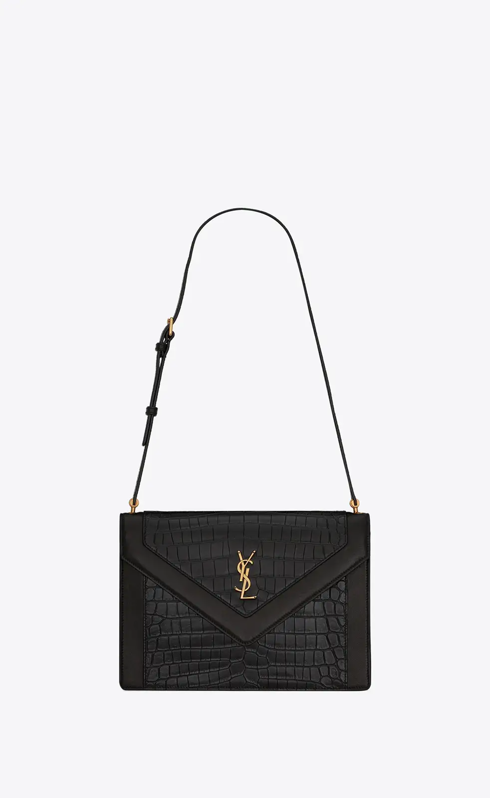 Black Croc-Embossed Shoulder Bag image 1