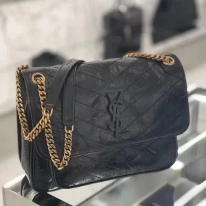 Black Quilted Shoulder Bag image 1