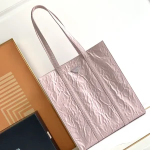 Prada Pink Crinkled Tote Bag image 1