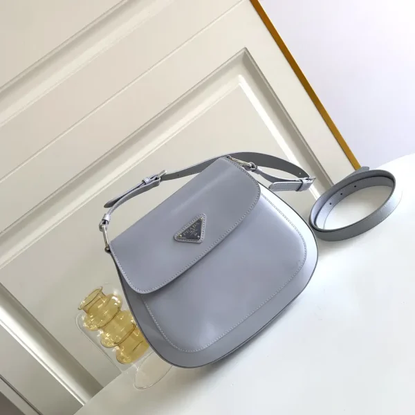 Prada Light Gray Flap Shoulder Bag with Dual Straps image 1