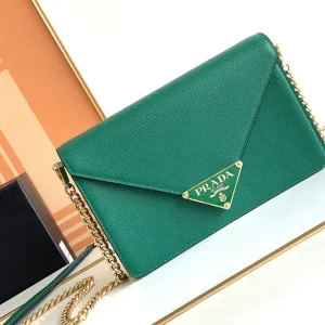 Prada Green Saffiano Leather Envelope Crossbody Bag image 1