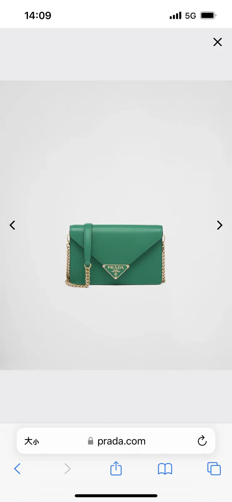 Prada Green Envelope Chain Shoulder Bag image 1
