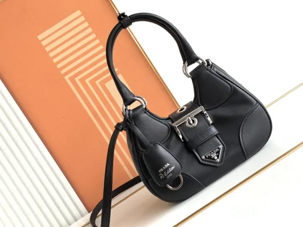 Prada Black Leather Moon Shoulder Bag image 1
