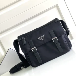 Prada Black Messenger Bag with Saffiano Leather Details image 1