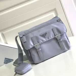 Prada Light Blue Messenger Bag with Detachable Pouch image 1